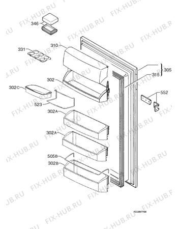 Взрыв-схема холодильника Aeg Electrolux SK71200-4I - Схема узла Door 003