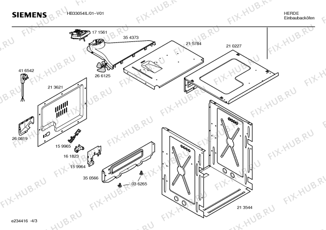 Взрыв-схема плиты (духовки) Siemens HB33054IL - Схема узла 03