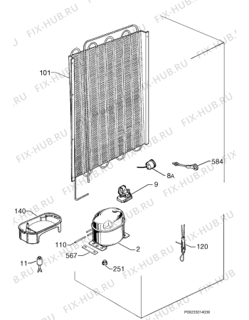 Взрыв-схема холодильника Electrolux ERW33910X - Схема узла Cooling system 017