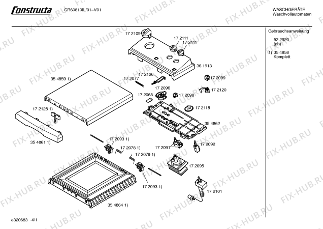 Схема №4 CR60810IL CONSTRUCTA CR6081 с изображением Панель управления для стиралки Bosch 00361913