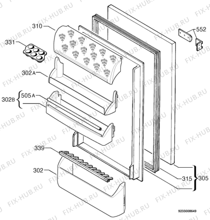 Взрыв-схема холодильника Zanussi ZI9225 - Схема узла Door 003