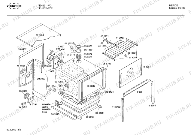 Взрыв-схема плиты (духовки) Vorwerk EH631 HE1VWA1 - Схема узла 02