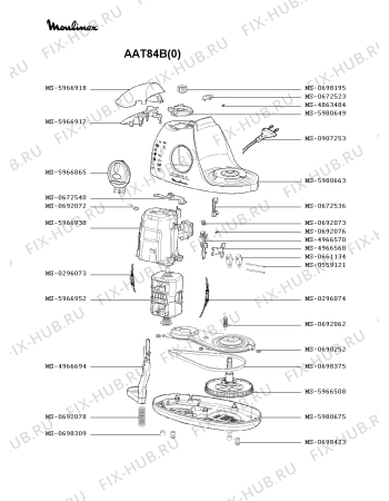 Взрыв-схема кухонного комбайна Moulinex AAT84B(0) - Схема узла UP000309.0P3