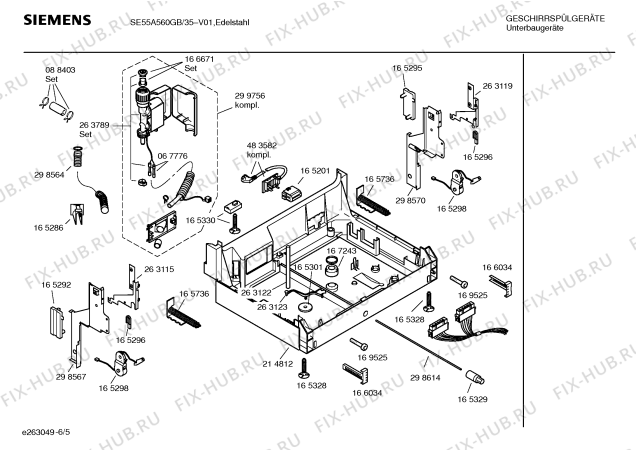 Взрыв-схема посудомоечной машины Siemens SE55A560GB - Схема узла 05