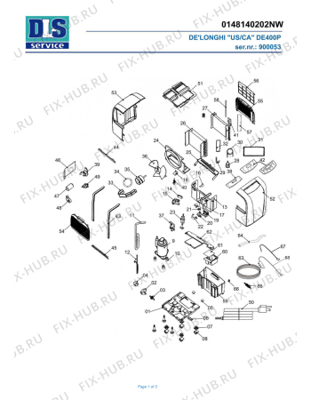 Схема №1 DEN 500 P с изображением Уплотнение для электроувлажнителя воздуха DELONGHI NE1481