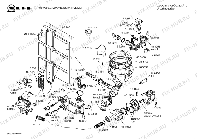 Схема №4 S4956N2 SK759B с изображением Инструкция по эксплуатации для посудомойки Bosch 00588576