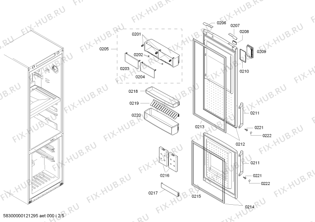 Схема №4 KG39FP00 с изображением Дверь для холодильной камеры Siemens 00245147