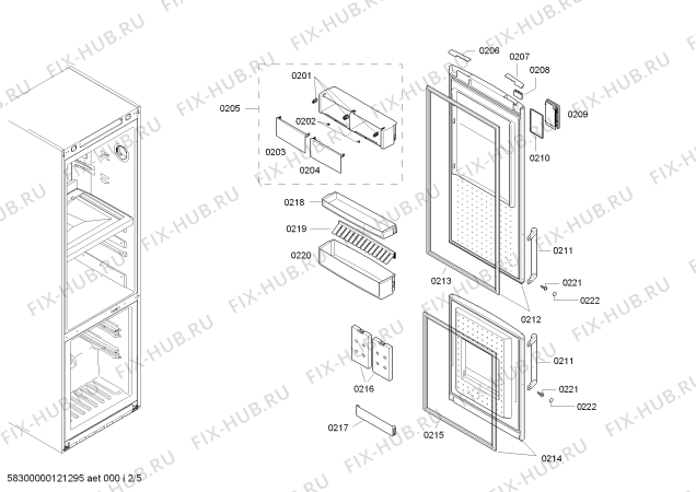 Схема №4 KG39FP00 с изображением Дверь для холодильника Siemens 00245984