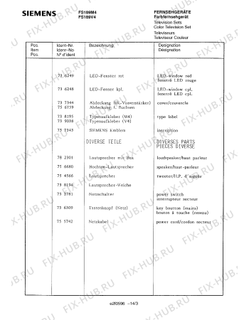 Схема №11 FS189V4 с изображением Инструкция по эксплуатации для телевизора Siemens 00530679
