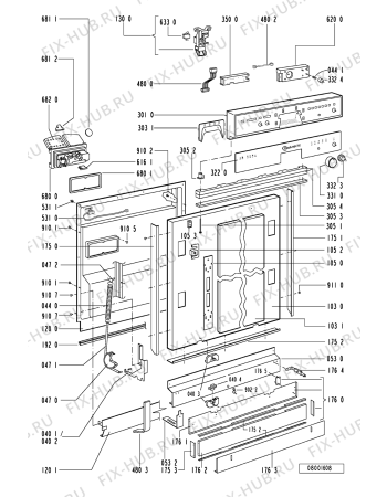 Взрыв-схема посудомоечной машины Bauknecht GSU 4753 CW-SW - Схема узла