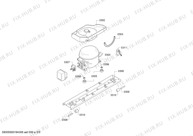 Взрыв-схема холодильника Bosch KDN53NL20N - Схема узла 03