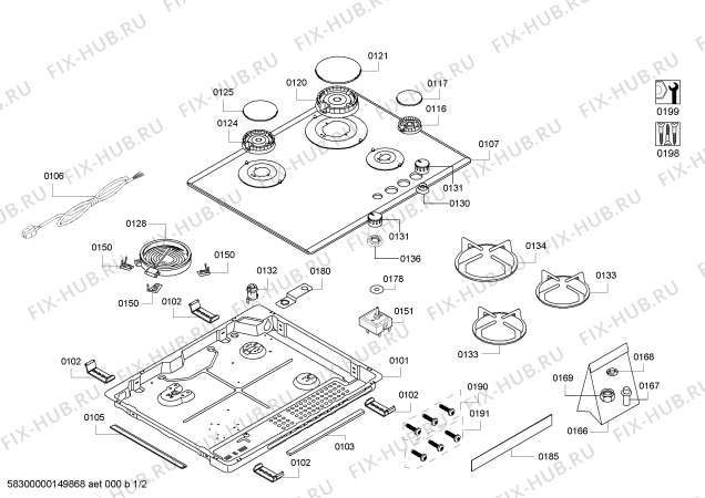 Схема №2 PSY626B20E ENC.PSY626B20E C60F 3G+1E BOSCH IH5 с изображением Варочная панель для духового шкафа Bosch 00685823