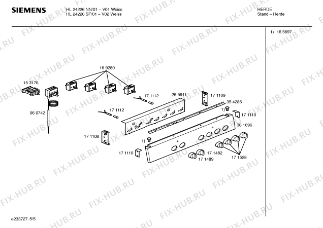 Схема №5 HL24226SF с изображением Инструкция по эксплуатации для плиты (духовки) Siemens 00528624