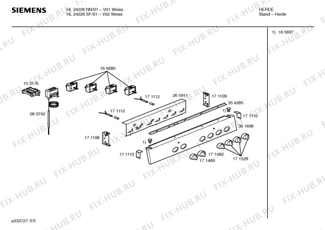 Взрыв-схема плиты (духовки) Siemens HL24226SF - Схема узла 05