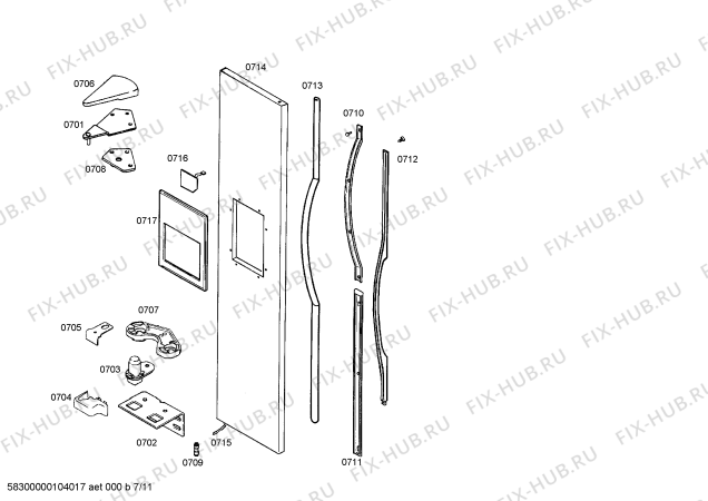 Схема №10 KG66U55 с изображением Внешняя дверь для холодильника Bosch 00235471