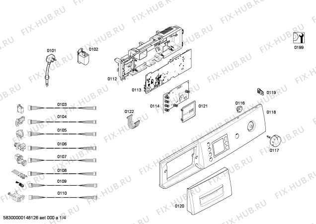 Схема №4 WAE244S0GB с изображением Панель управления для стиральной машины Bosch 00700651