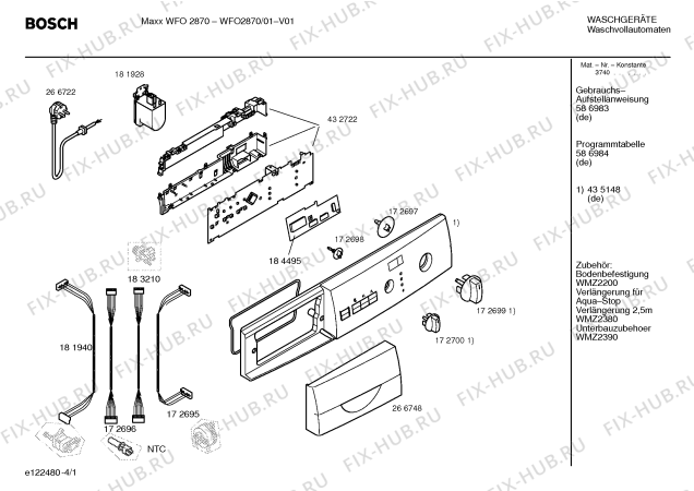 Схема №3 WFO2870 Maxx WFO 2870 с изображением Инструкция по установке и эксплуатации для стиральной машины Bosch 00586983