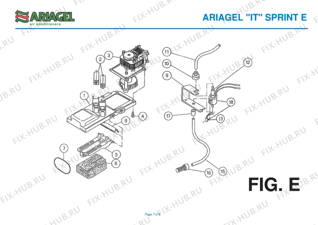 Взрыв-схема кондиционера Ariagel SPRINT E - Схема узла 7