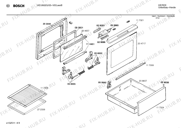 Схема №4 0750292025 HEU602F с изображением Панель для духового шкафа Bosch 00117409