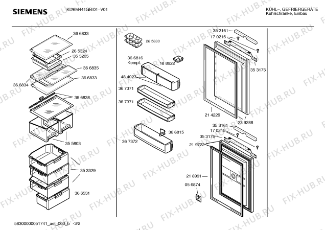 Взрыв-схема холодильника Siemens KI26M441GB - Схема узла 02