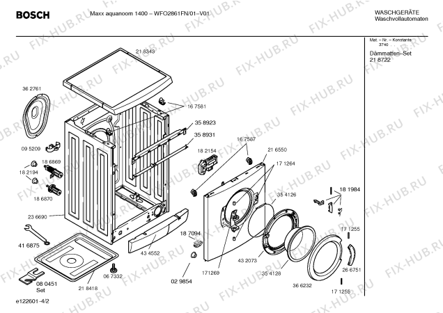 Взрыв-схема стиральной машины Bosch WFO2861FN Maxx aquanoon 1400 - Схема узла 02
