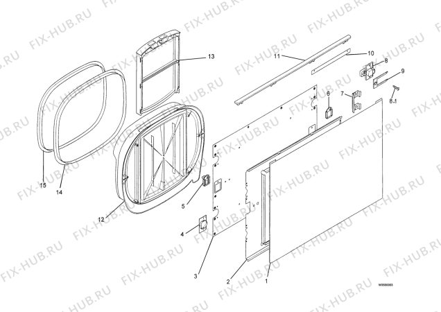Взрыв-схема стиральной машины Electrolux WTA/LI - Схема узла Door 003