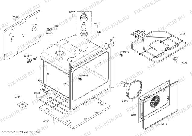 Взрыв-схема плиты (духовки) Bosch HBA23B151S - Схема узла 03