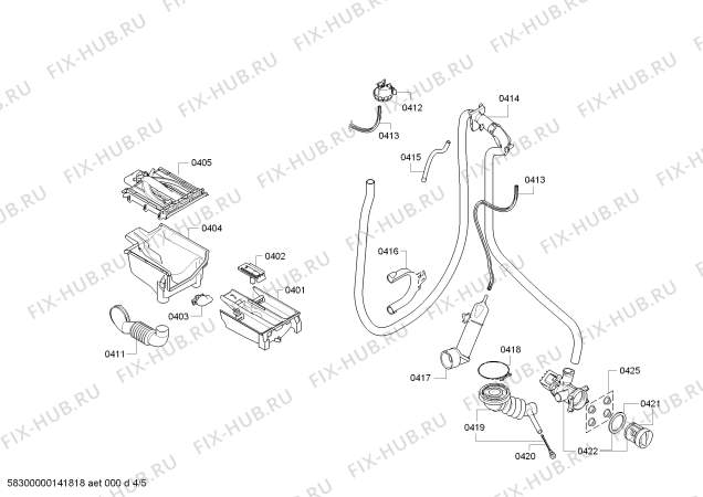 Схема стиральной машины Bosch WAS28444ME Logixx8 VarioPerfect;Aqaustop 8kg;EcoSilent Drive - Схема узла 04 Взрыв-схема стиральной машины Bosch WAS28444ME Logixx8 VarioPerfect;Aqaustop 8kg;EcoSilent Drive - Схема узла 04