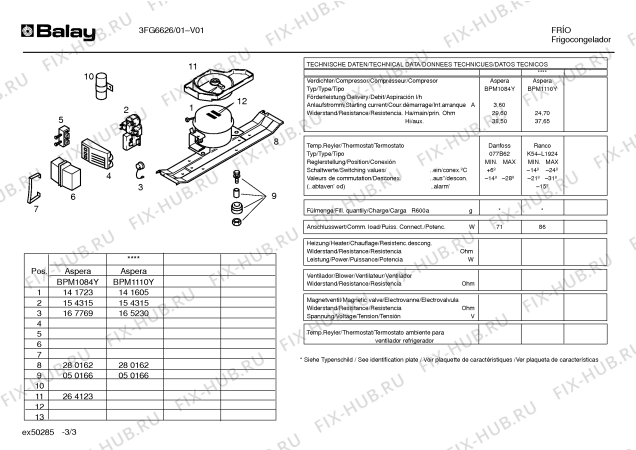 Взрыв-схема холодильника Balay 3FG6626 - Схема узла 03