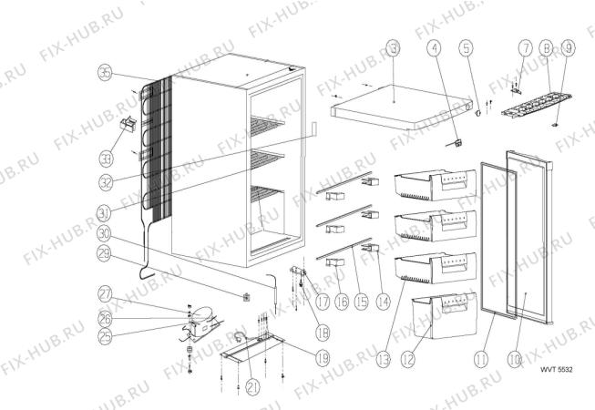 Схема №1 WGK 0800 A++ с изображением Всякое для холодильника Whirlpool 482000011333