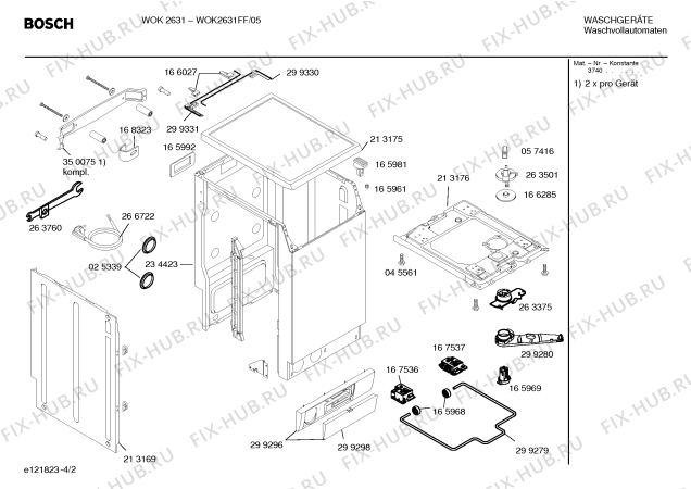 Взрыв-схема стиральной машины Bosch WOK2631FF WOK2631 - Схема узла 02