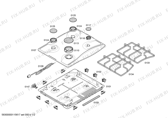 Схема №1 3EPX394B с изображением Газовый кран для духового шкафа Bosch 00426949