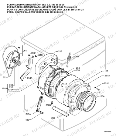 Взрыв-схема стиральной машины Electrolux EWF1250 - Схема узла Functional parts 267