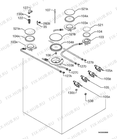 Взрыв-схема плиты (духовки) Electrolux EKK603504X - Схема узла Functional parts 267