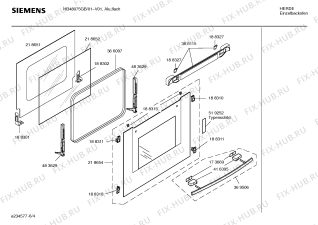 Схема №5 HB48075GB с изображением Панель управления для электропечи Siemens 00432853