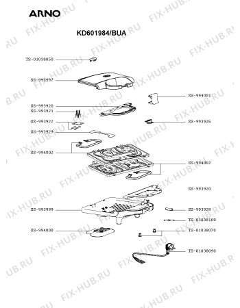 Схема №1 KD601984/BUA с изображением Крышечка для вафельницы (бутербродницы) Seb SS-993997