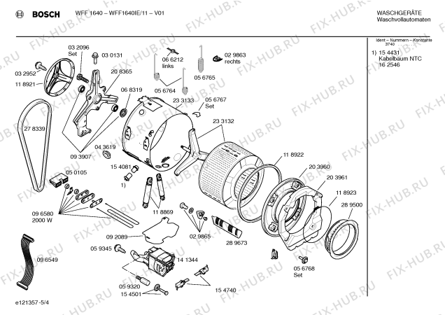 Схема №5 WFF1640IE WFF1640 с изображением Ручка для стиральной машины Bosch 00261709