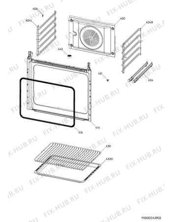 Взрыв-схема плиты (духовки) Electrolux EOC3430FOX - Схема узла Oven