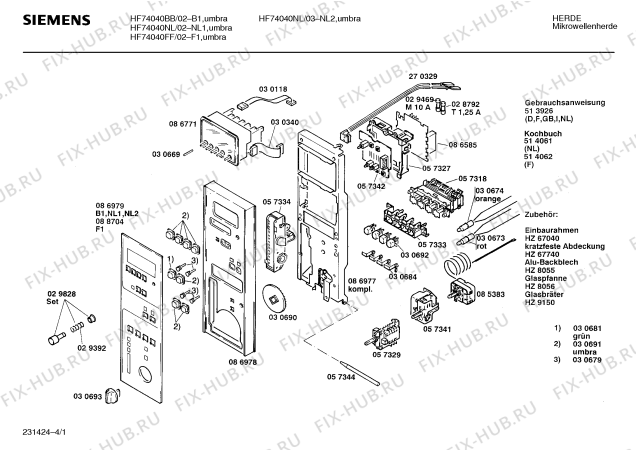 Схема №3 HF74040FF с изображением Вкладыш в панель для микроволновки Siemens 00088704