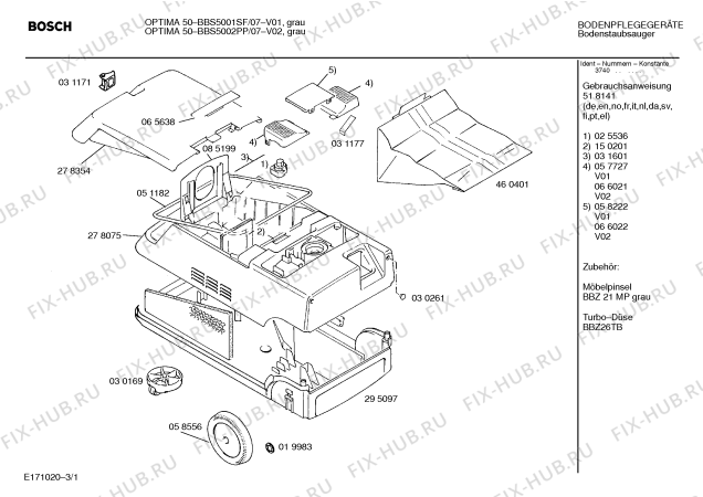 Схема №3 BBS5501SF OPTIMA 50 с изображением Панель для электропылесоса Bosch 00058222