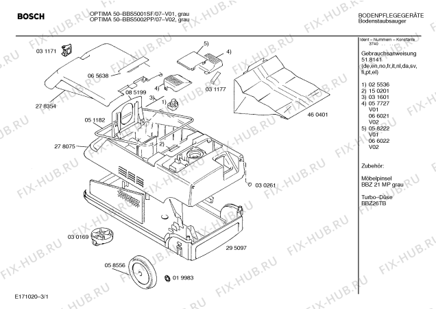 Схема №3 BBS5502PP optima50 с изображением Верхняя часть корпуса для пылесоса Bosch 00278075