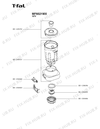 Схема №2 MF6021MX с изображением Элемент корпуса для блендера (миксера) Seb SS-150615