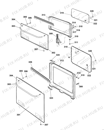 Взрыв-схема плиты (духовки) Hotpoint HAGL60P (F084424) - Схема узла