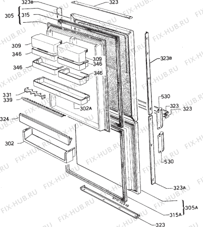 Взрыв-схема холодильника Zanussi ZN315KNF - Схема узла Door 003