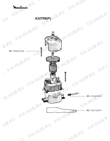 Взрыв-схема блендера (миксера) Moulinex A327R8(P) - Схема узла 1P002491.3P4