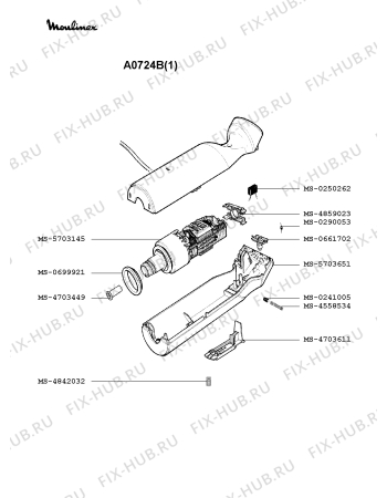 Взрыв-схема блендера (миксера) Moulinex A0724B(1) - Схема узла 1P000817.3P2