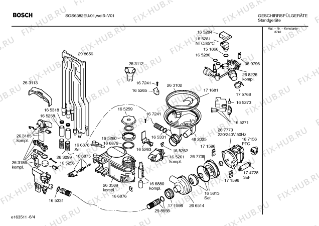 Взрыв-схема посудомоечной машины Bosch SGS6382EU - Схема узла 04