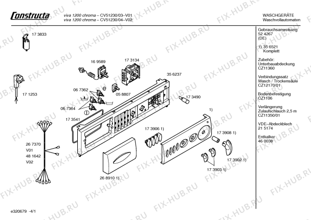 Схема №4 CV51230 Constructa VIVA 1200 S с изображением Кабель для стиралки Bosch 00481642