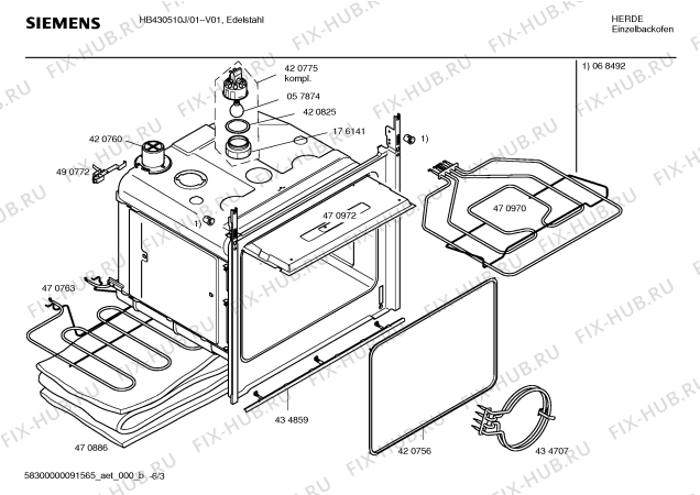 Схема №6 HB430510J с изображением Инструкция по эксплуатации для духового шкафа Siemens 00587571