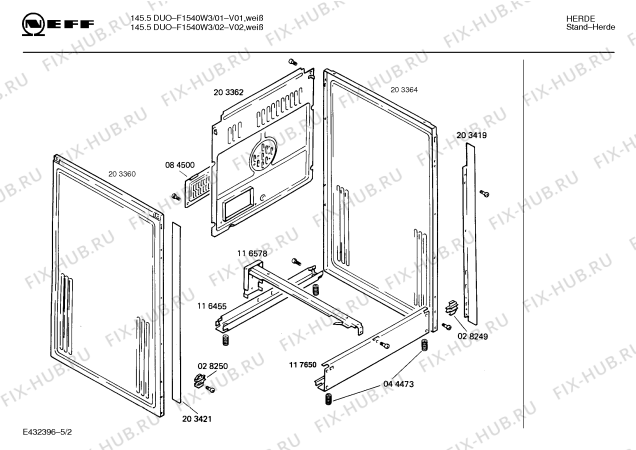 Схема №4 F1540W3 145.5 DUO с изображением Панель для духового шкафа Bosch 00285948